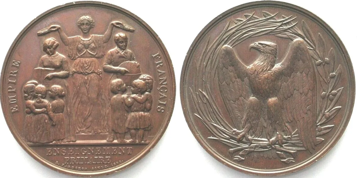 1855 FRANCE Medal 1855 by Farochon w. EDGE ENGRAVING copper 52mm UNC!