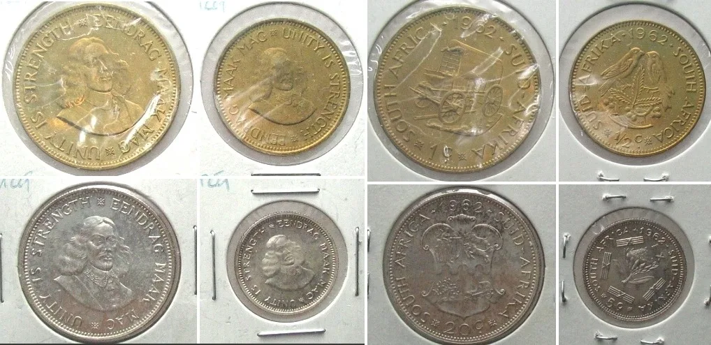 1962 SOUTH AFRICA 1/2, 1, 5, 20 Cents 1962 Proof