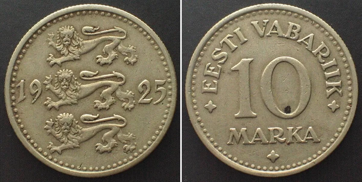 1925 ESTONIA 10 Marka 1925 Nickel-Bronze aXF EF-
