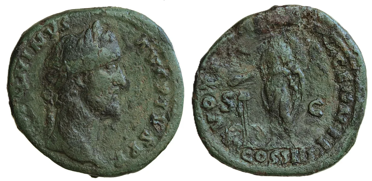 Antoninus Pius Æ Sestertius. Rome, AD 158-159 - TR P XXII (Not in RIC).