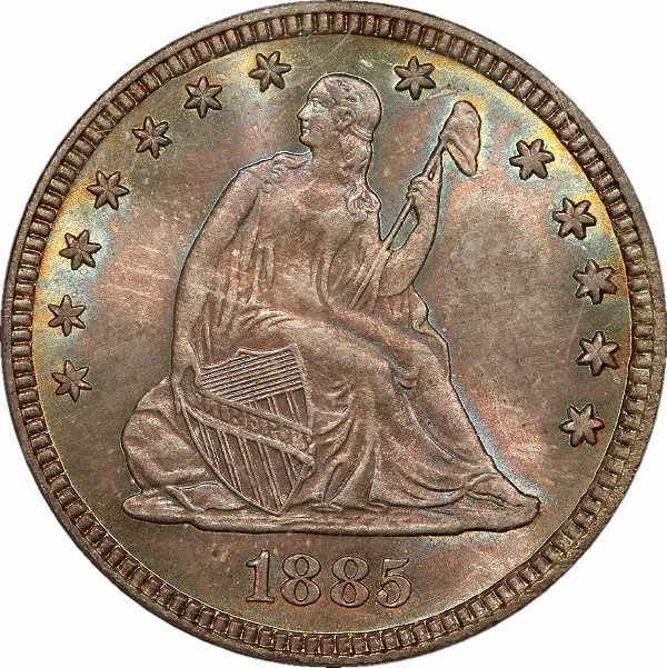 Seated 25¢, 1885, 25¢, MS67 , PCGS/CAC