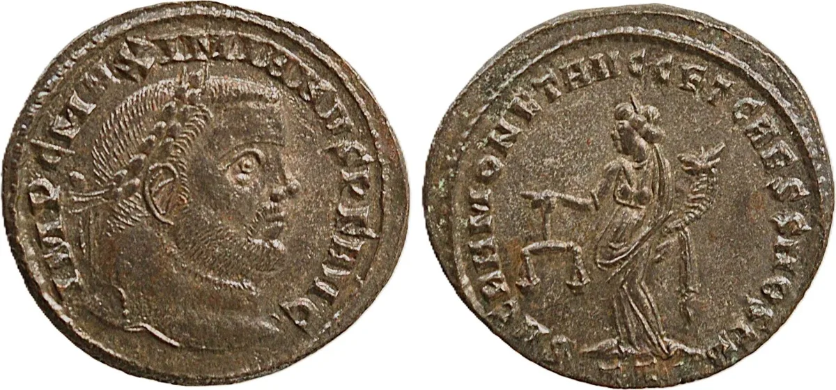 Maximianus, first reign, 286-305. Follis (AE, 26 mm, 9.22 g), Ticinum, 301.