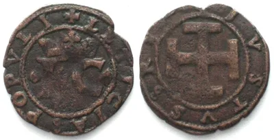 1516-1519 NAPLES Sestino GIOVANNA LA PAZZA & CHARLES OF AUSTRIA 1516-19 copper, aXF! EF-