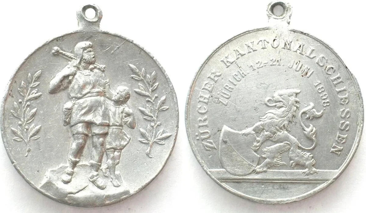 1898 ZURICH 1898 SHOOTING FESTIVAL Medal Alu 39mm VERY SCARCE! EF