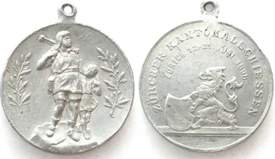 1898 ZURICH 1898 SHOOTING FESTIVAL Medal Alu 39mm VERY SCARCE! EF
