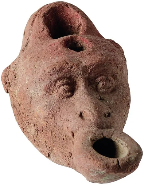 Roman Oil Lamp in the Shape of a Head