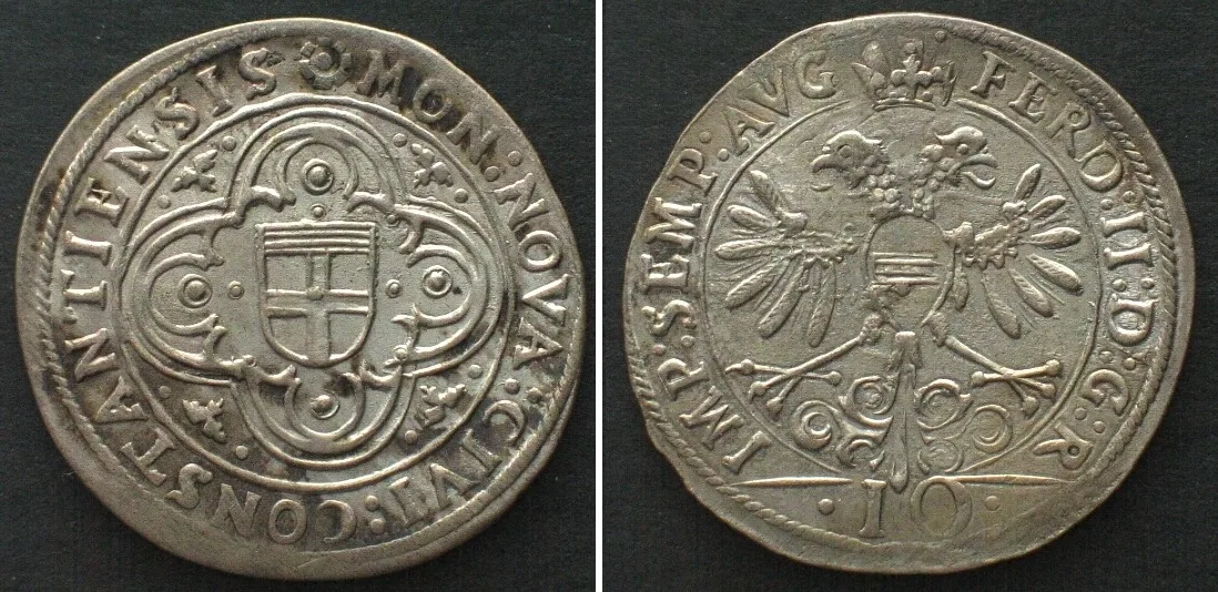 1622-1623 German States CONSTANCE City. 10 Kreuzer ND (1622-1623) silver UNC-!!!