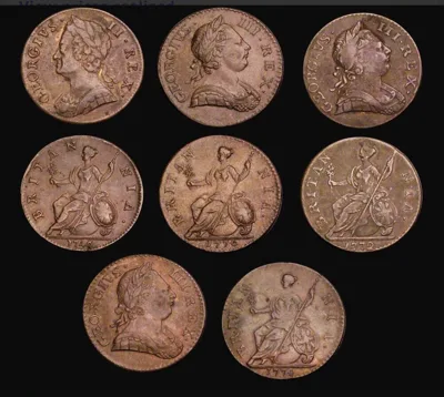 (4) Halfpennies different year 1746, 1770, 1772, 1774 