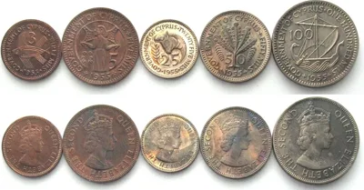 1955 CYPRUS 1955 PROOF SET, 5 coins, RARE! Proof