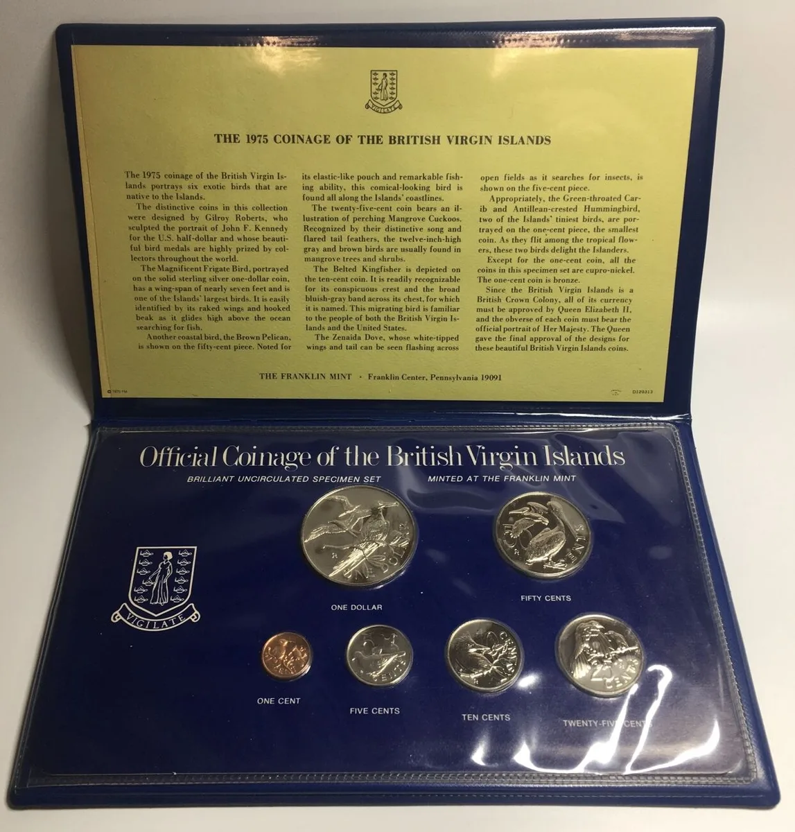 1975 BRITISH VIRGIN ISLANDS 1975 BU SPECIMEN SET Cu-Ni SCARCE! Prooflike