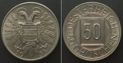 1934 AUSTRIA. 50 Groschen 1934, Cu-Ni, BU!!!