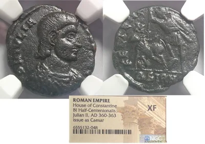 ROMAN EMPIRE Julian II AD 360-363, BI Half Centenionalis, NGC EF
