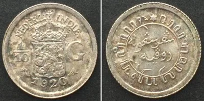 1920 NL EAST INDIES 1/10 Gulden 1920 WILHELMINA silver UNC!