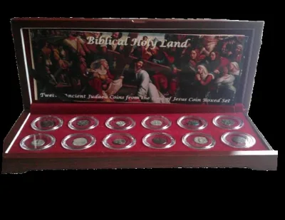 Biblical Holy Land: Box of 12 Ancient Judaea Coins from the time of Jesus (Twelve-Coin Boxed Set)