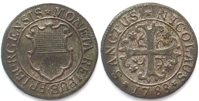 1788 Swiss FRIBOURG 1/2 Batzen 1788 billon AU!