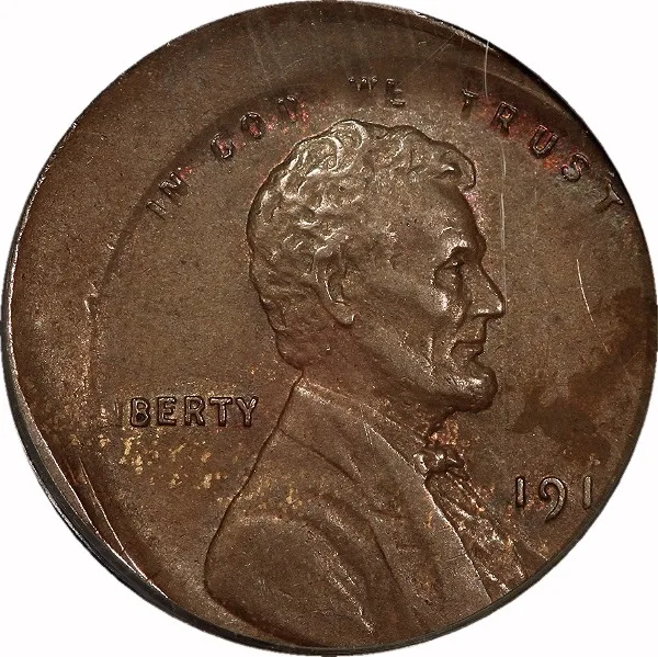 Lincoln Cent, 1911, Struck 15% Off Center, 1¢, AU55 BN, PCGS
