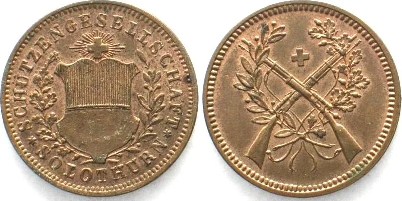 1801-1900 Swiss SOLOTHURN Shooting Jeton ND(19th cent.) brass UNC!