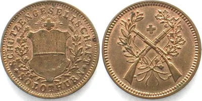 1801-1900 Swiss SOLOTHURN Shooting Jeton ND(19th cent.) brass UNC!
