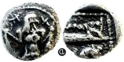 Phoenicia, Arados, Uncertain King, AR Twelfth Shekel, Circa 440-420 BC, Marine Deity / Prow – RRRR