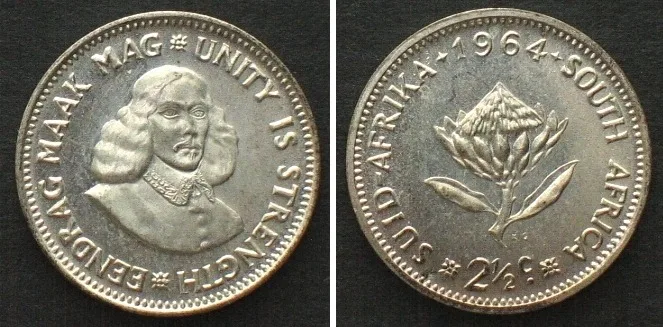 1964 SOUTH AFRICA 2-1/2 Cents 1964 silver Proof