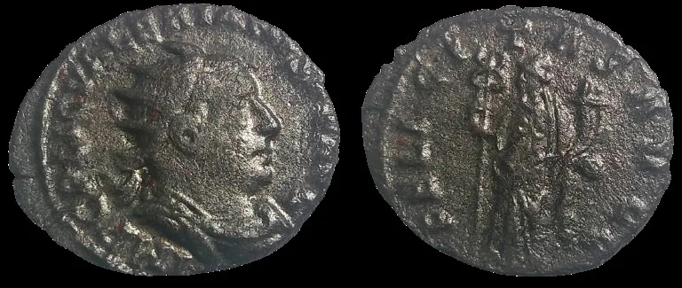Valerian I 253-260 AD (Struck 255 and 256 AD) 20mm. 2.29gm AR Antoninianus. Rome mint. Toned, aVF