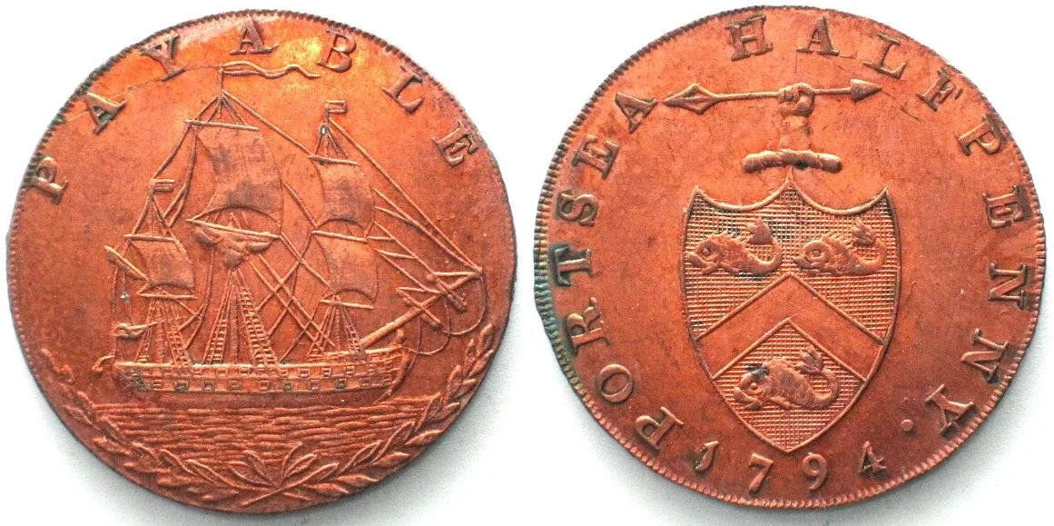 1794 HAMPSHIRE. Portsea, Halfpenny 1794, copper, UNC!