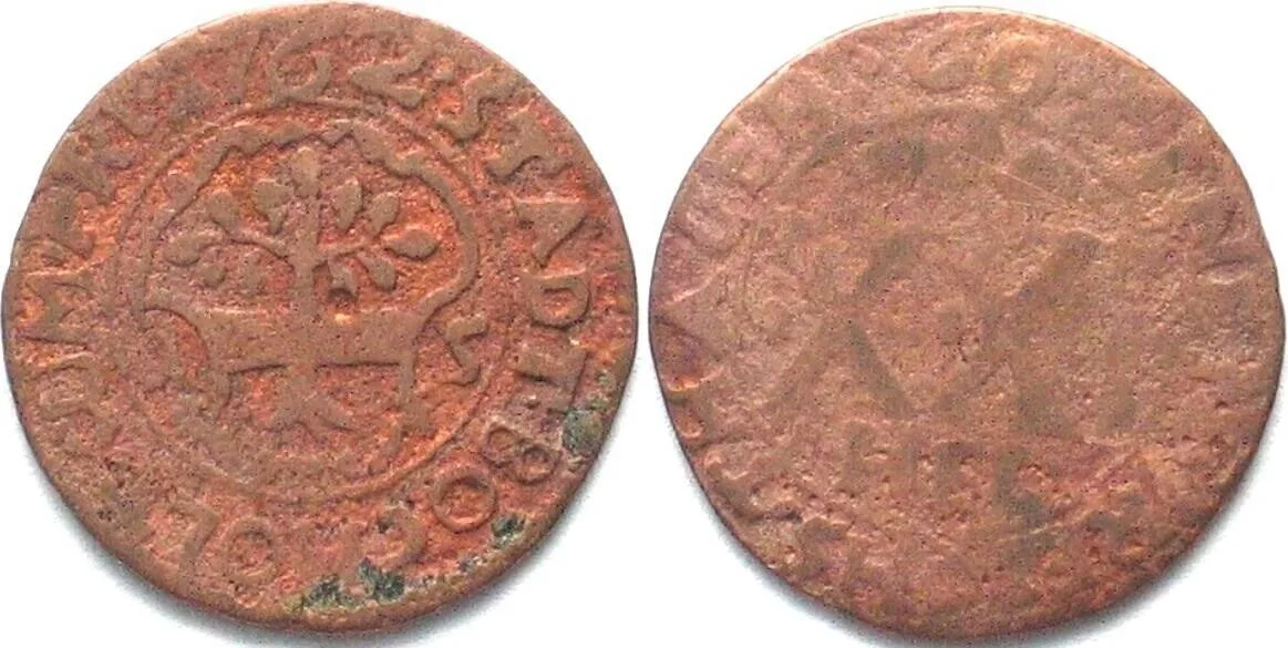 1762 German States BOCHOLT, City. 21 Heller 1762 copper VF/F