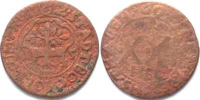 1762 German States BOCHOLT, City. 21 Heller 1762 copper VF/F
