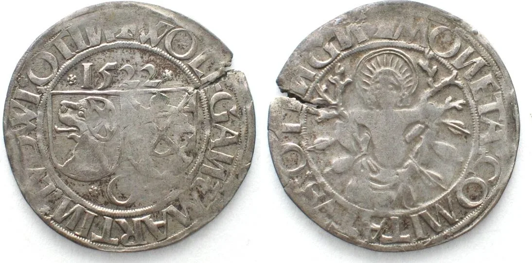 1522 OETTINGEN Batzen 1522 WOLFGANG, MARTIN & LUDWIG silver SCARCE! VF-EF