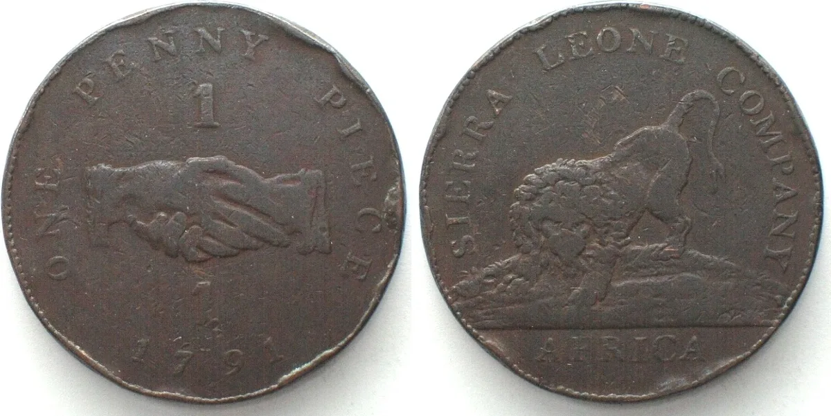 1791 SIERRA LEONE. Penny 1791 copper VF