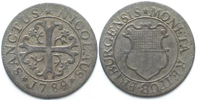 1789 Swiss Cantons FRIBOURG. 1/2 Batzen 1789 billon XF! EF