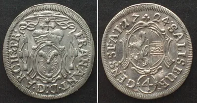 1724 SALZBURG 4 Kreuzer 1724, FRANZ ANTON, silver UNC-!
