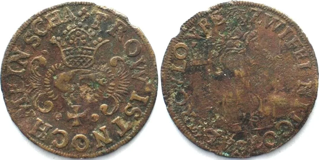 1575 NUREMBERG Counter c.1575 TROW IST NOCH MEIN SCHA brass 27mm VF