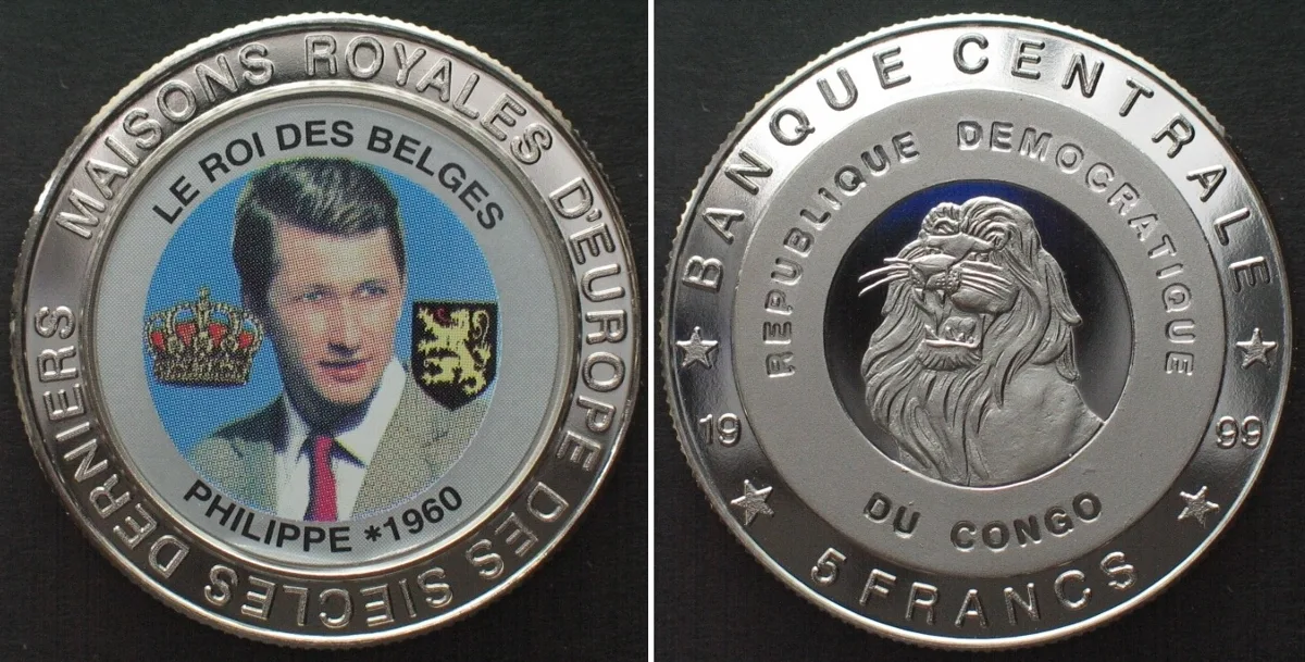 1999 CONGO 5 Francs 1999 Philippe ROYALS OF EUROPE Cu-Ni Proof