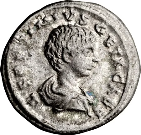 Geta as Caesar. Denarius