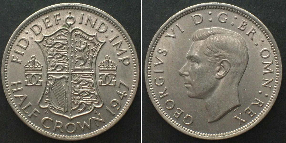 1947 GREAT BRITAIN 1/2 Crown 1947 GEORGE VI Cu-Ni UNC!