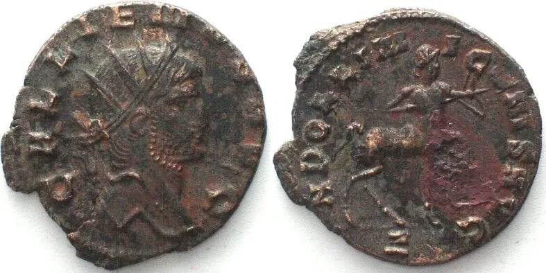267-268 GALLIENUS. Bi Antoninianus, 267-268, Rome mint, 7th officina, centaur, AU!