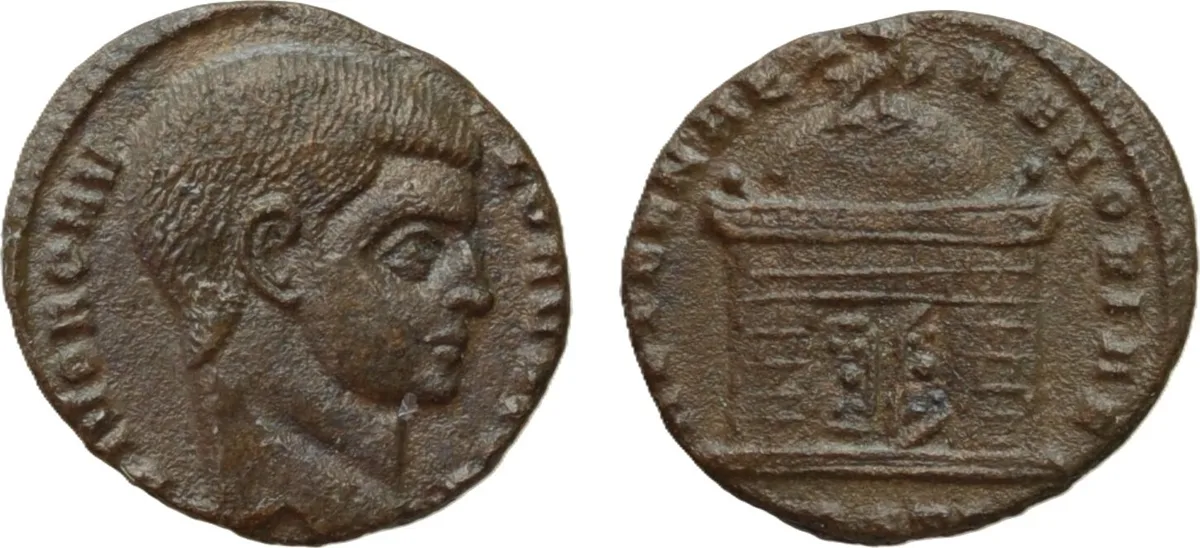 Divus Romulus (died AD 309). Æ Quarter Follis (15.7 mm, 1.94 g). Ostia, 309-312.