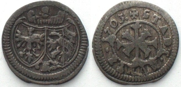 1703 Germany NUREMBERG. Kreuzer 1703, silver VF