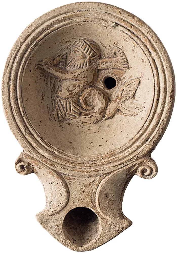 Roman Oil Lamp with Triton