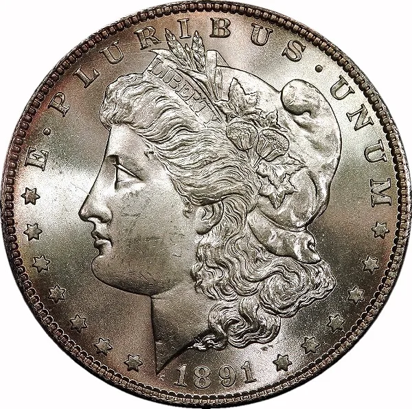 Morgan Dollar, 1891-S, $1, MS64 , PCGS/CAC