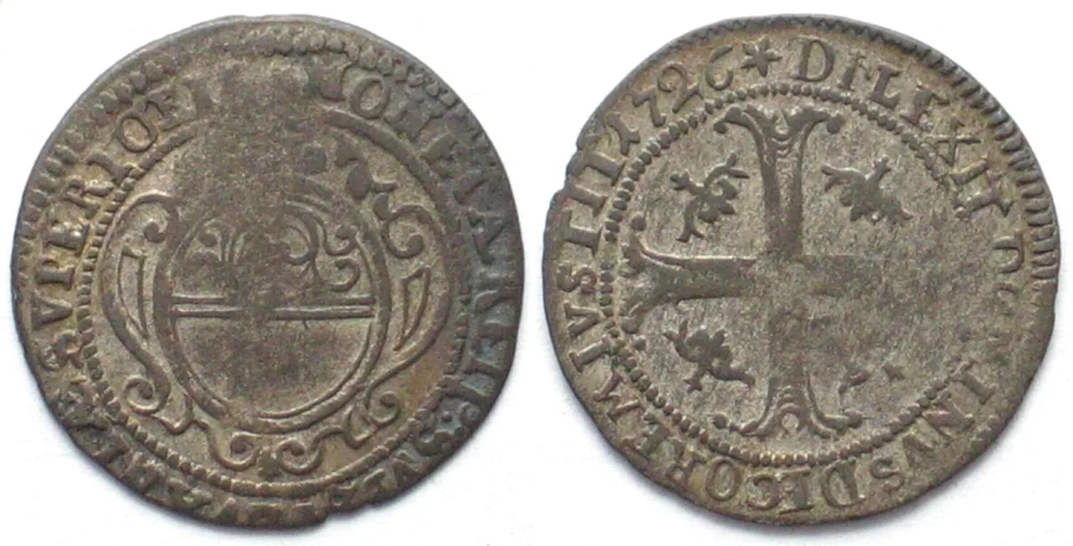 1726 Swiss OBWALDEN 1/2 Batzen 1726 billon AU!!!
