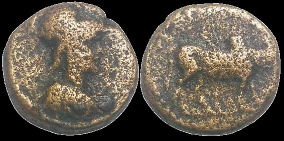 Phrygia, Kibyra 166-84 BC, AE 12.5mm 2.58gm, helmeted Athena / Bull