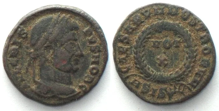 320-321 CRISPUS (317-326 AD). AE Nummus 320-321, ASIS, Siscia mint, VOT X, VF+