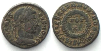 320-321 CRISPUS (317-326 AD). AE Nummus 320-321, ASIS, Siscia mint, VOT X, VF+