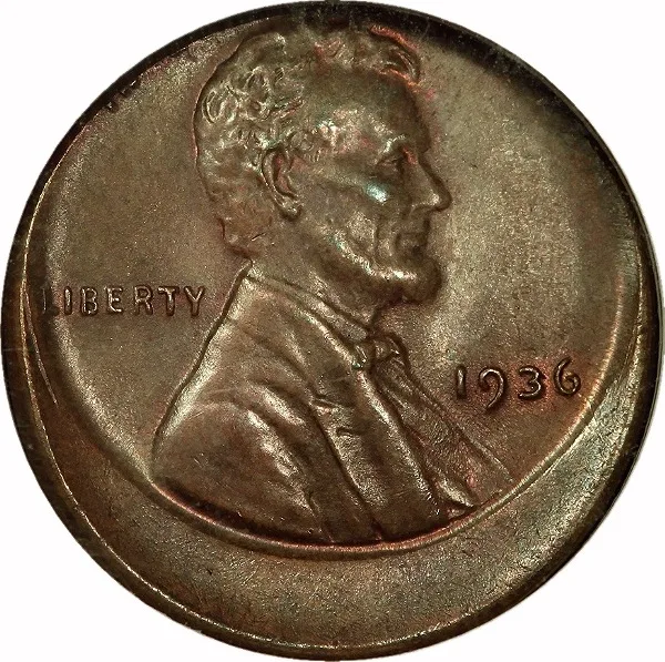 Lincoln Cent, 1937, 10% Off Center, 1¢