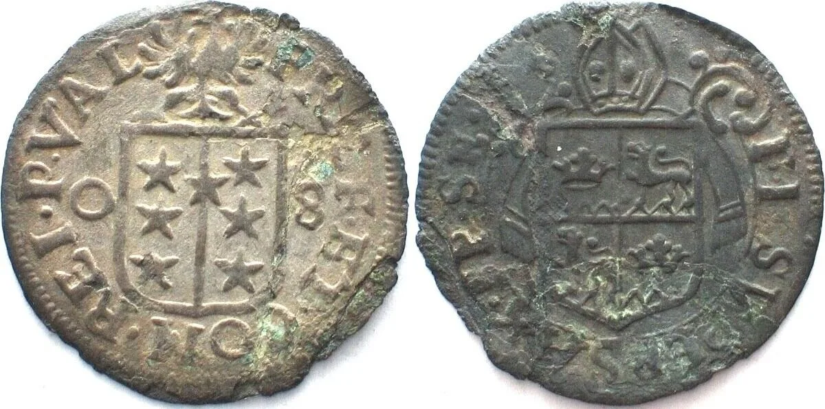 1708 Swiss VALAIS Sitten. Batzen 1708 FRANZ JOSEPH SUPERSAXO billon XF! EF