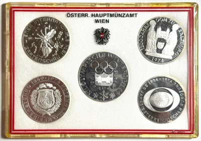 1974 AUSTRIA. 1974 SILVER PROOF SET 4 x 50 Schilling & 1 x 100 Schilling Proof