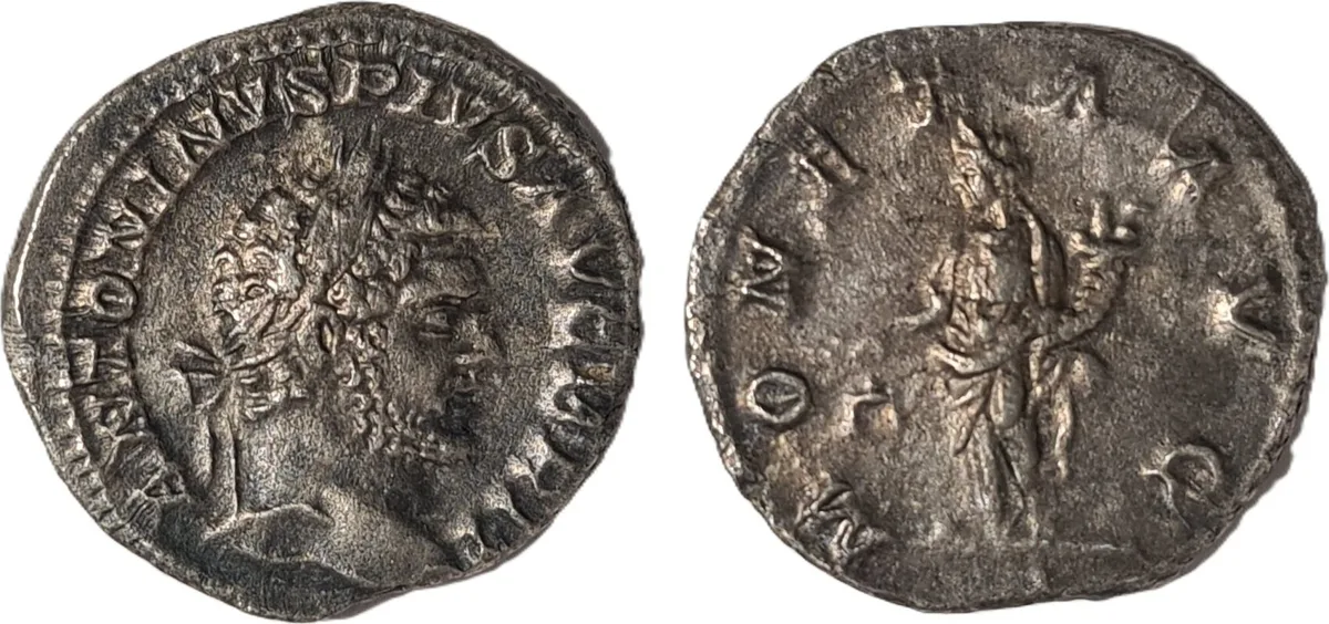 Caracalla AR Denarius 210-213 AD. Rome