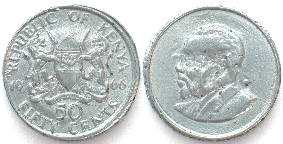 1966 KENYA - PATTERN 50 Cents 1966 MZEE JOMO KENYATTA white metal RRR!!! EF/VF+
